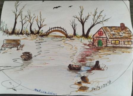 Landschaftszeichnung kompriiert